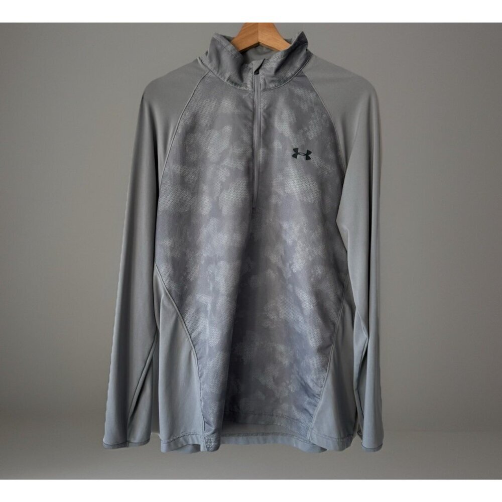 Under Armour UA Sweet Spot 1/4 Zip Gray Camo Athletic Workout Top Shirt Sz M